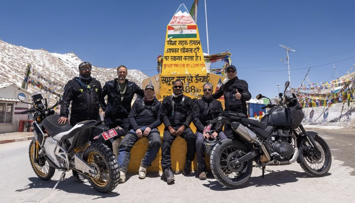 The Royal Enfield team testing the two new bikes